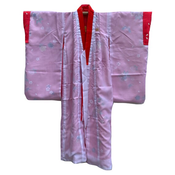 Hot pink synthetic girls kimono with butterflies … - image 4