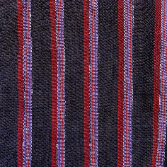 Vintage striped cotton noragi with black silk col… - image 2