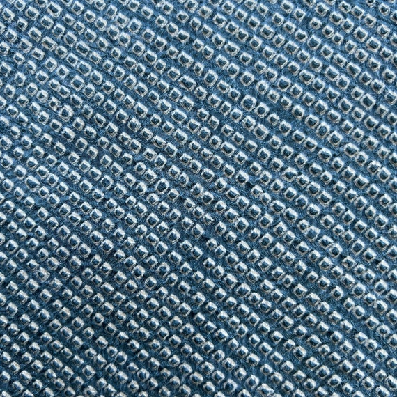 Medium blue silk shibori haori with dyed wheel mo… - image 7