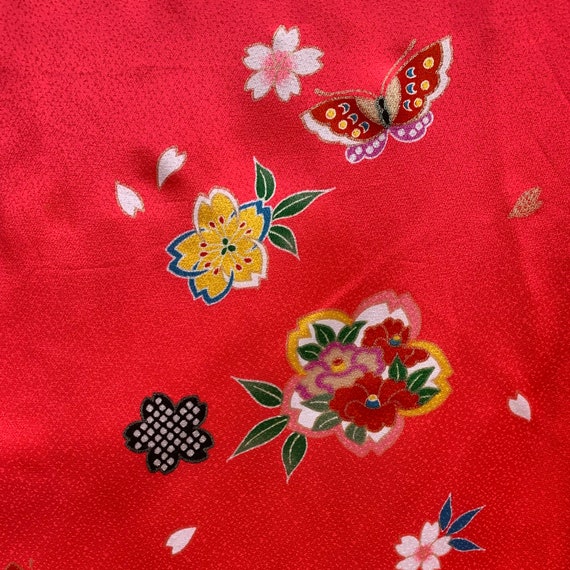 Hot pink synthetic girls kimono with butterflies … - image 2