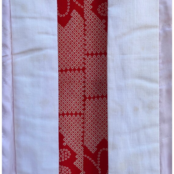 Vintage red and white nagajuban with faux shibori… - image 9