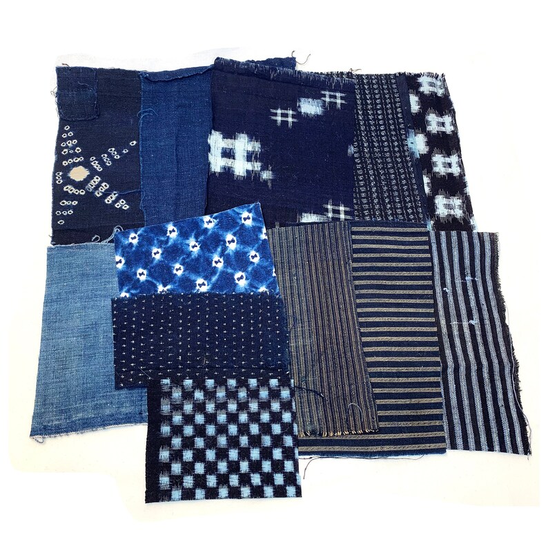 Japanese Vintage Indigo Fabric Patch Kit Etsy