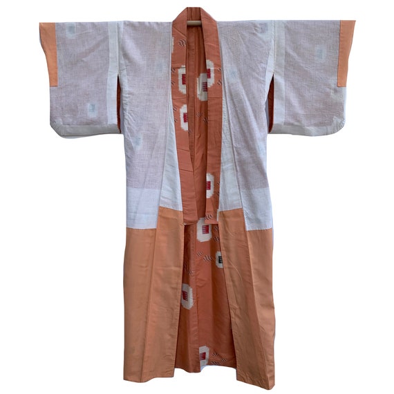 Muted peach midcentury meisen kimono with abstrac… - image 4