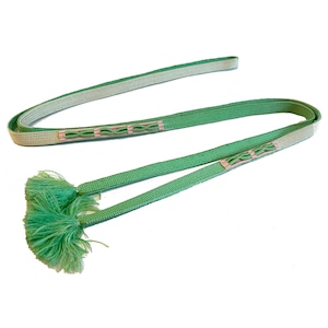 Mint green and cream silk obijime with raised cross detail