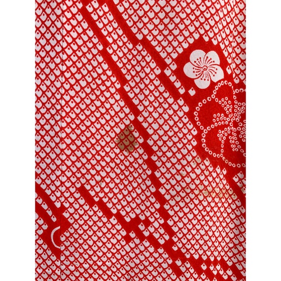 Vintage rayon juban with red and white shibori an… - image 8