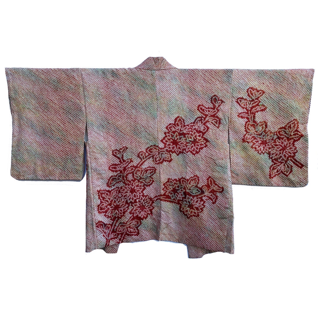 Rust and Green Silk Shibori Haori With Sweeping Floral Motifs - Etsy