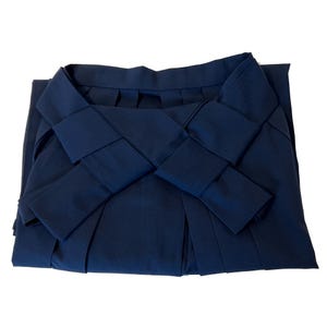 Navy blue solid cotton-poly womens hakama