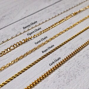 18K Gold Plated Chain Necklace, Dainty, Figaro, Twist, Rope, Curb, Gift For Him, Gift For Her, Waterproof, Jewelry, Christmas Gift
