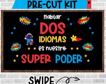 Spanish Classroom Bulletin Board Decor: Idiomas Super Power Precut Letters