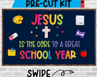 Religious Precut Door Decor | Christian Bulletin Boards | Catholic School Display | Blessed God Kit | Faith Jesus Theme | JESUS SCHOOL YEAR