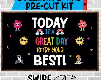 TODAY GREAT DAY Precut Bulletin Board Decoration, Classroom Door Decor, Back to School Bulletin Board, Easy to Use Custom Bulletin Board