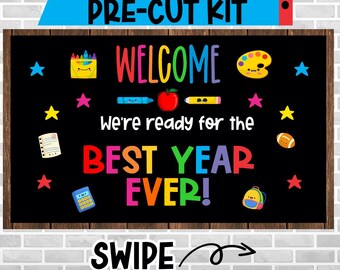 WELCOME BEST YEAR Precut Back to School Bulletin Board Decoration, Back to School Bulletin Board Letters, Precut Bulletin Board Decoration