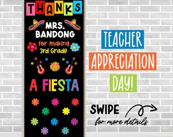 FIESTA School Door Decoration Kit, Mexican Bulletin Board, Latin Teacher Appreciation Day, Bulletin Board Letters, Bulletin Board Decor Kit