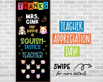 SQUISH School Door Decoration kit, Squish Bulletin Board, Squish Teacher Appreciation Day, Bulletin Board Letters, Bulletin Board Decoration