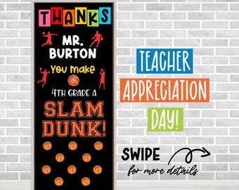 BASKETBALL School Door Kit Teacher Appreciation Week Basketball Bulletin Board Kit School Bulletin Board Kit Sports Bulletin Board