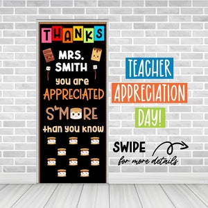 S'MORE Teacher Appreciation Day School Door Decor Classroom Decor Custom School Door Decoration Bulletin Board Kit Back to School Classroom image 1