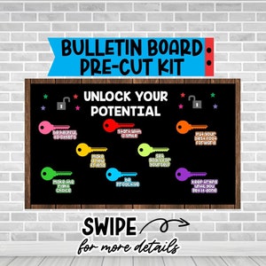 UNLOCK YOUR POTENTIAL Bulletin Board Kit Classroom Decoration Door Teacher bulletin board Decorative letters Back to School Door Decor Kit
