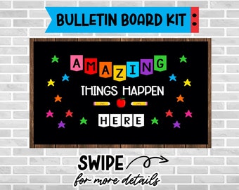 AMAZING THINGS Happen Here Bulletin Board Kit Classroom Decoration Kit Teacher Appreciation Bulletin Board Decorative letters Back to School