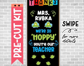 Teacher Appreciation Door Kit – Precut Classroom Decor – Thank You Teacher Bulletin Board – Ready to Use – Bulletin Board – HOPPY FROG