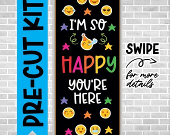 I'M SO HAPPY Pre-cut School Door Decoration, Back to School Classroom Decor, Ready to Use Bulletin Board Letters, Pre-cut School Decorations