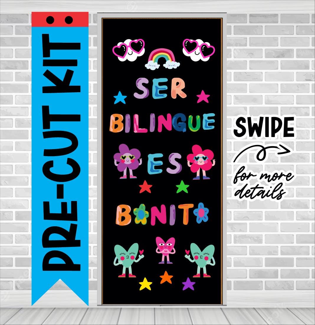 SER BILINGUE BONITO, Spanish Door Decoration Spanish Classroom Letters Precut School Decoration Precut Bulletin Board Spanish Bulletin Board