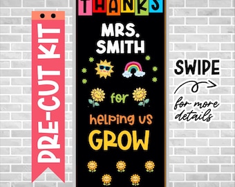 Teacher Appreciation Door Kit – Precut Classroom Decor – Thank You Teacher Bulletin Board – Ready to Use – Bulletin Board – SUNFLOWERS GROW