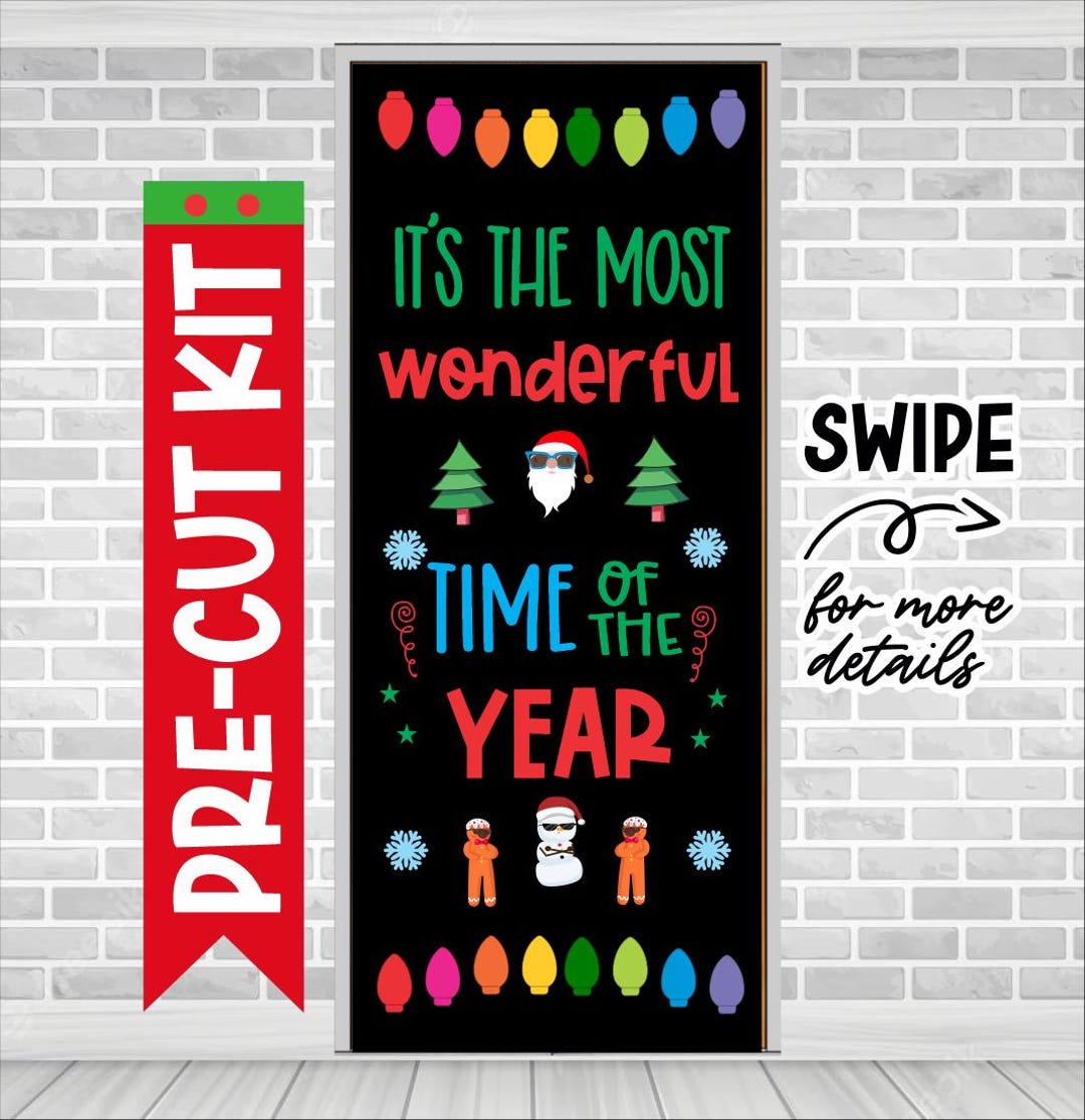 MOST WONDERFUL TIME Precut School Door Classroom Decoration Kit, Winter