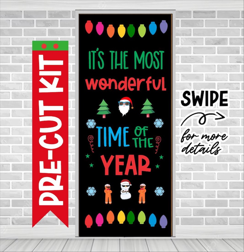 MOST WONDERFUL TIME Precut School Door Classroom Decoration Kit, Winter