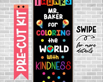 Teacher Appreciation Door Kit – Precut Classroom Decor – Thank You Teacher Bulletin Board – Ready to Use – Bulletin Board – COLOR KINDNESS