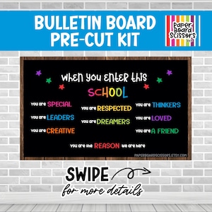 Pre-cut Bulletin Board Kit – School Door Decoration – Classroom Decor Letters – Back to School Bulletin Board – When You Enter This School