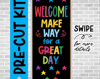 WELCOME GREAT DAY Precut School Door Decoration, Back to School Classroom Decor, Ready to Use Bulletin Board Letters, Custom Board Letters