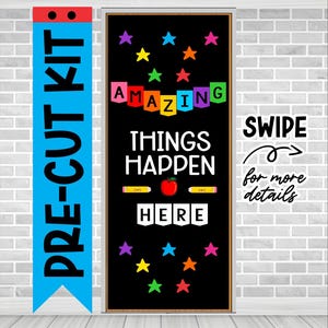 AMAZING THINGS Happen here School Door Decoration Kit Teacher Appreciation Classroom Door Decoration Door letters decoration Bulletin Board