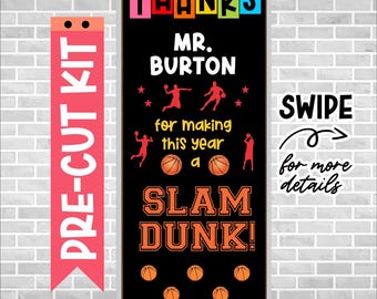 Teacher Appreciation Door Kit – Precut Classroom Decor – Thank You Teacher Bulletin Board – Ready to Use – Bulletin Board – BASKETBALL SPORT