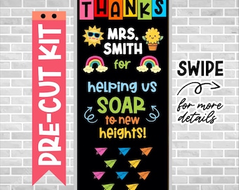 Teacher Appreciation Door Kit – Precut Classroom Decor – Thank You Teacher Bulletin Board – Ready to Use – Bulletin Board Letter – SOAR