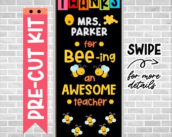 Teacher Appreciation Door Kit – Precut Classroom Decor – Thank You Teacher Bulletin Board – Ready to Use – Bulletin Board – BEE AWESOME