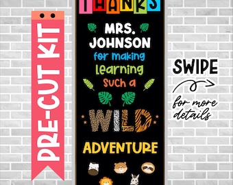 Teacher Appreciation Door Kit – Precut Classroom Decor – Thank You Teacher Bulletin Board – Ready to Use – Bulletin Board – JUNGLE SAFARI