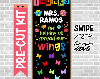 Teacher Appreciation Door Kit – Precut Classroom Decor – Thank You Teacher Bulletin Board – Ready to Use – Bulletin Board Letter – OUR WINGS