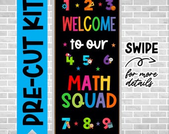 WELCOME MATH SQUAD Precut Math Door Decoration: Back to School Classroom Decor