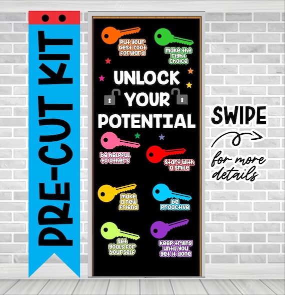 Unlock Your Potential Door Decoration: Teacher Classroom Decor