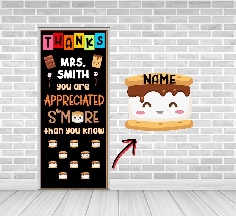 S'MORE Teacher Appreciation Day School Door Decor Classroom Decor Custom School Door Decoration Bulletin Board Kit Back to School Classroom image 2