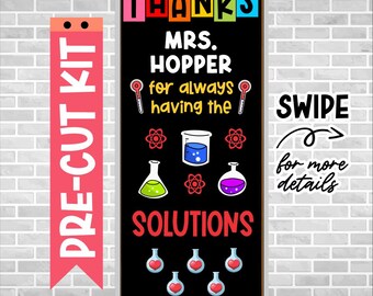Teacher Appreciation Door Kit – Precut Classroom Decor – Thank You Teacher Bulletin Board – Ready to Use – Bulletin Board– SCIENCE SOLUTIONS