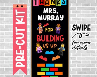 Teacher Appreciation Door Kit – Precut Classroom Decor – Thank You Teacher Bulletin Board – Ready to Use – Bulletin Board – BUILDING BLOCKS