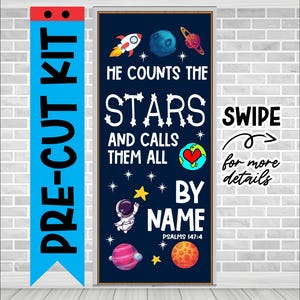 He Counts the Stars Door Decor: Christian Classroom Bulletin Board