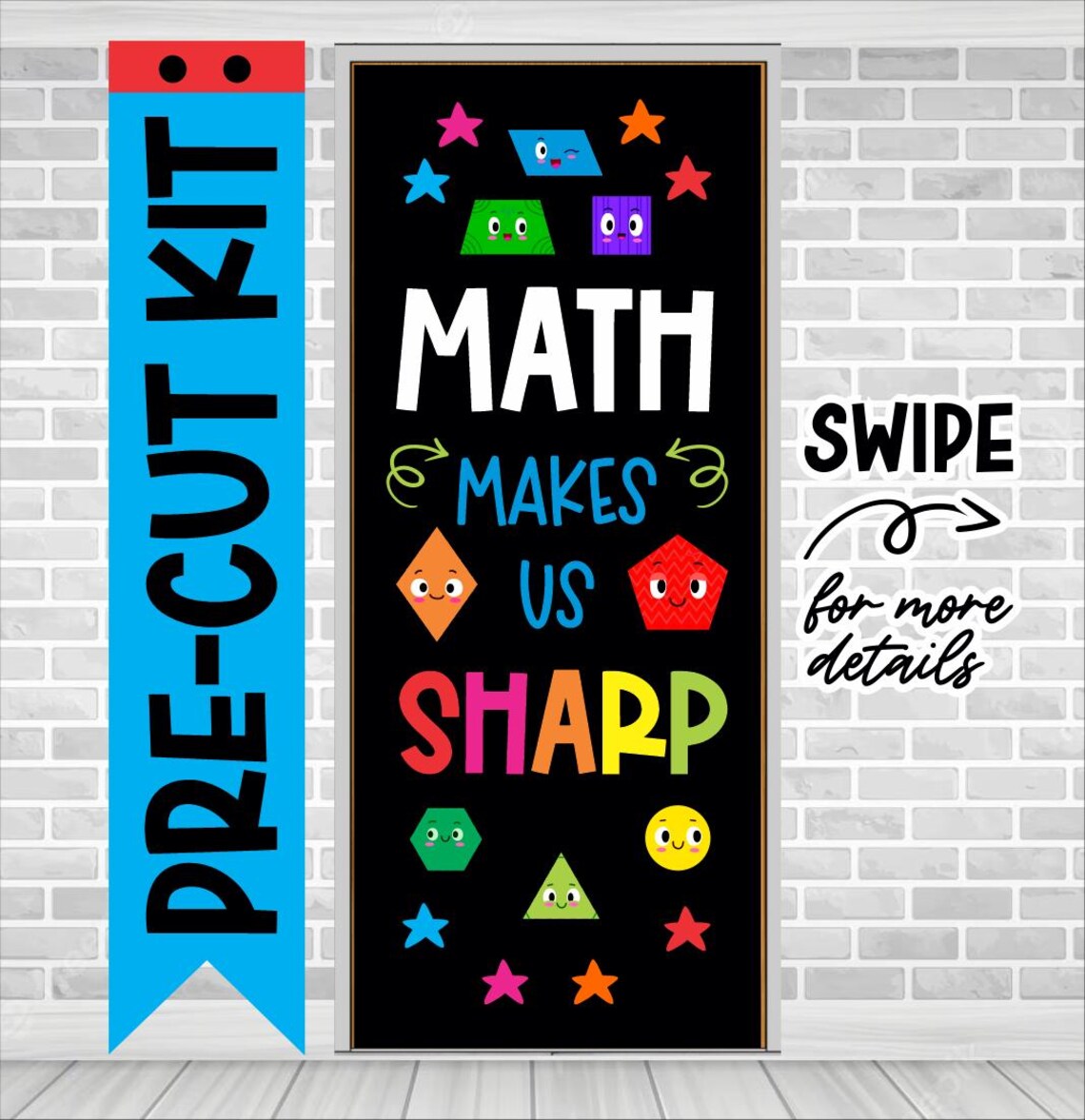MATH SHARP Precut Classroom Door Decor: Back to School Bulletin Board ...