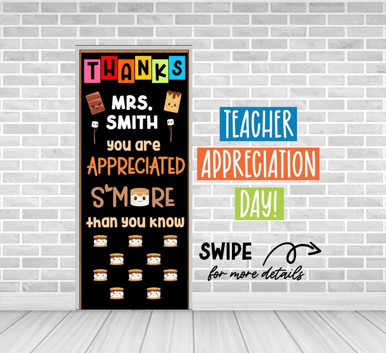 S'MORE Teacher Appreciation Day School Door Decor Classroom Decor Custom School Door Decoration Bulletin Board Kit Back to School Classroom image 1