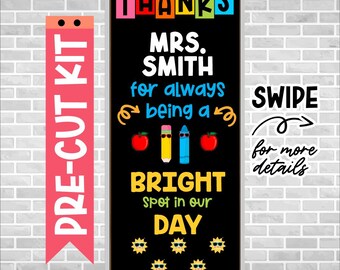 Teacher Appreciation Door Kit – Precut Classroom Decor – Thank You Teacher Bulletin Board – Ready to Use – Bulletin Board – BRIGHT DAY SUN
