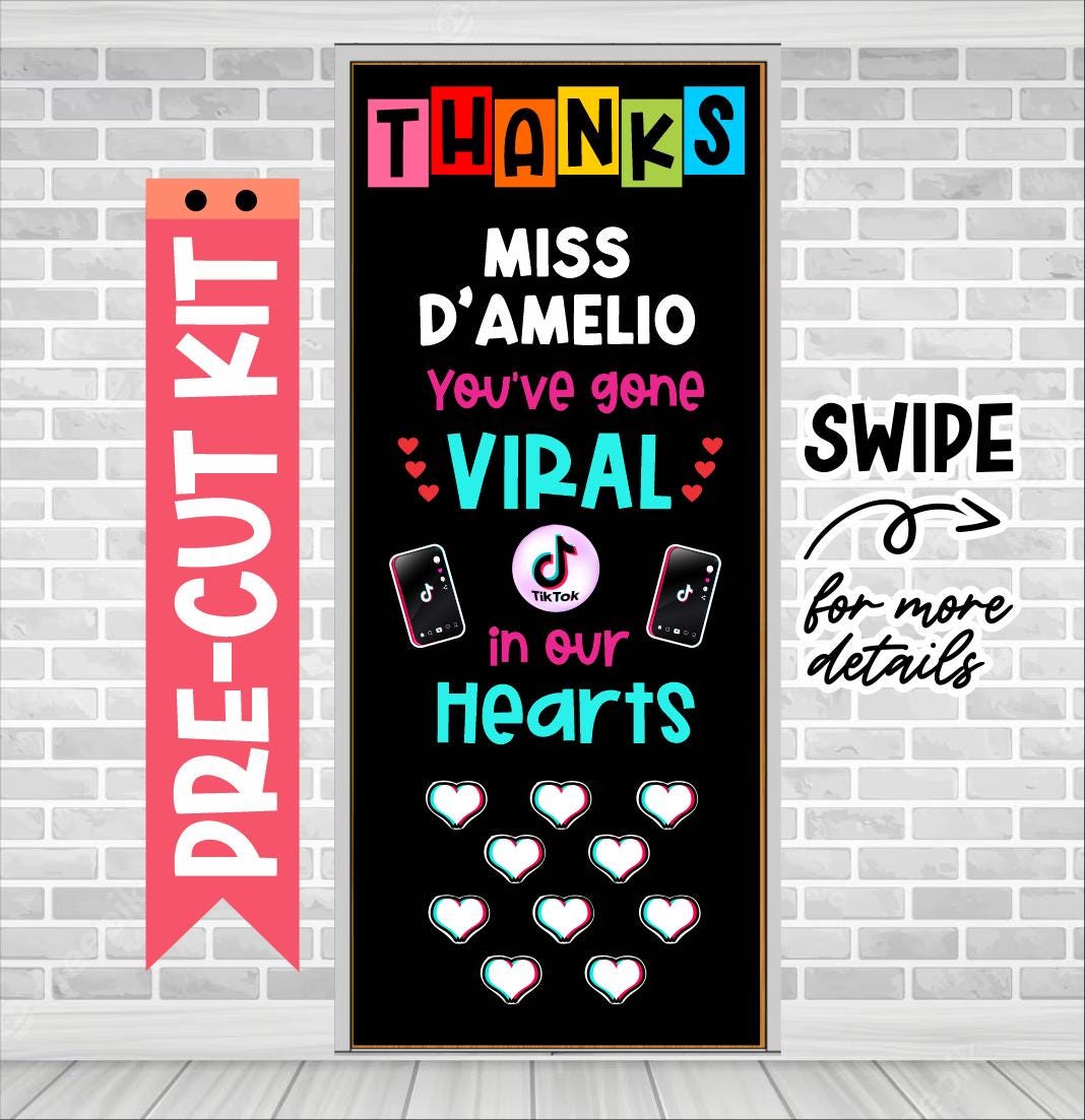 TIKTOK SOCIAL MEDIA Precut Teacher Appreciation Door Decorations, School Decoration, April Bulletin Board, School Door, Bulletin Board Kit.