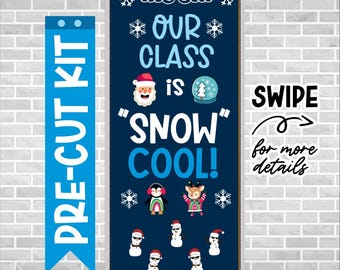 Kit para tablón de anuncios navideño / Decoración escolar navideña precortada / Letras para tablón de anuncios / Tablón de anuncios de invierno / Muñecos de nieve geniales para la clase