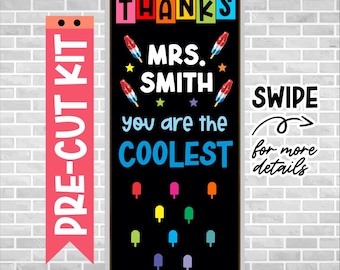 Teacher Appreciation Door Kit – Precut Classroom Decor – Thank You Teacher Bulletin Board – Ready to Use – Bulletin Board – COOLEST POPSICLE