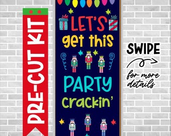 Kit para tablón de anuncios navideño / Decoración escolar navideña precortada / Letras para tablón de anuncios / Tablón de anuncios de invierno / ¡Que empiece la fiesta!